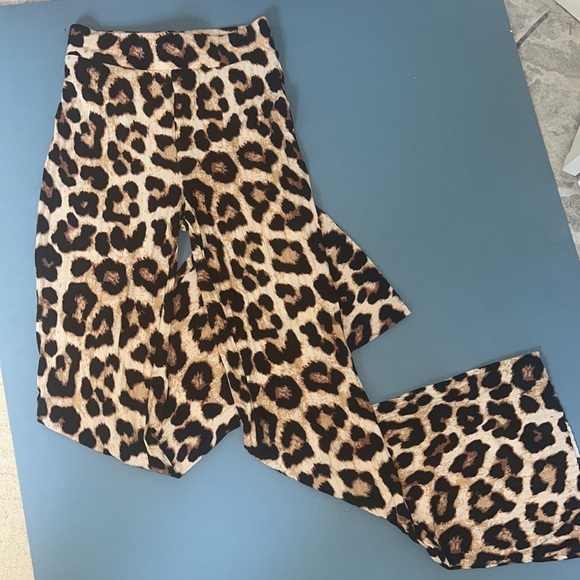 H & M summer bell bottom cheetah print pants elastic waist Bodycon xs/s concert - Picture 4 of 5